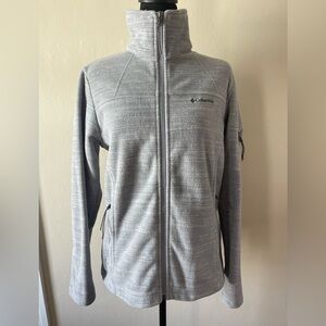 Columbia Fleece Women’s Zipper Jacket, lightweight, light grey/white mix, size M